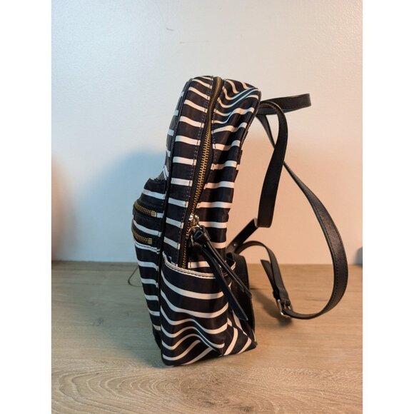 Kate Spade NY Wilson Road Bradley Black White French Stripe Backpack Purse 14" - Picture 4 of 8